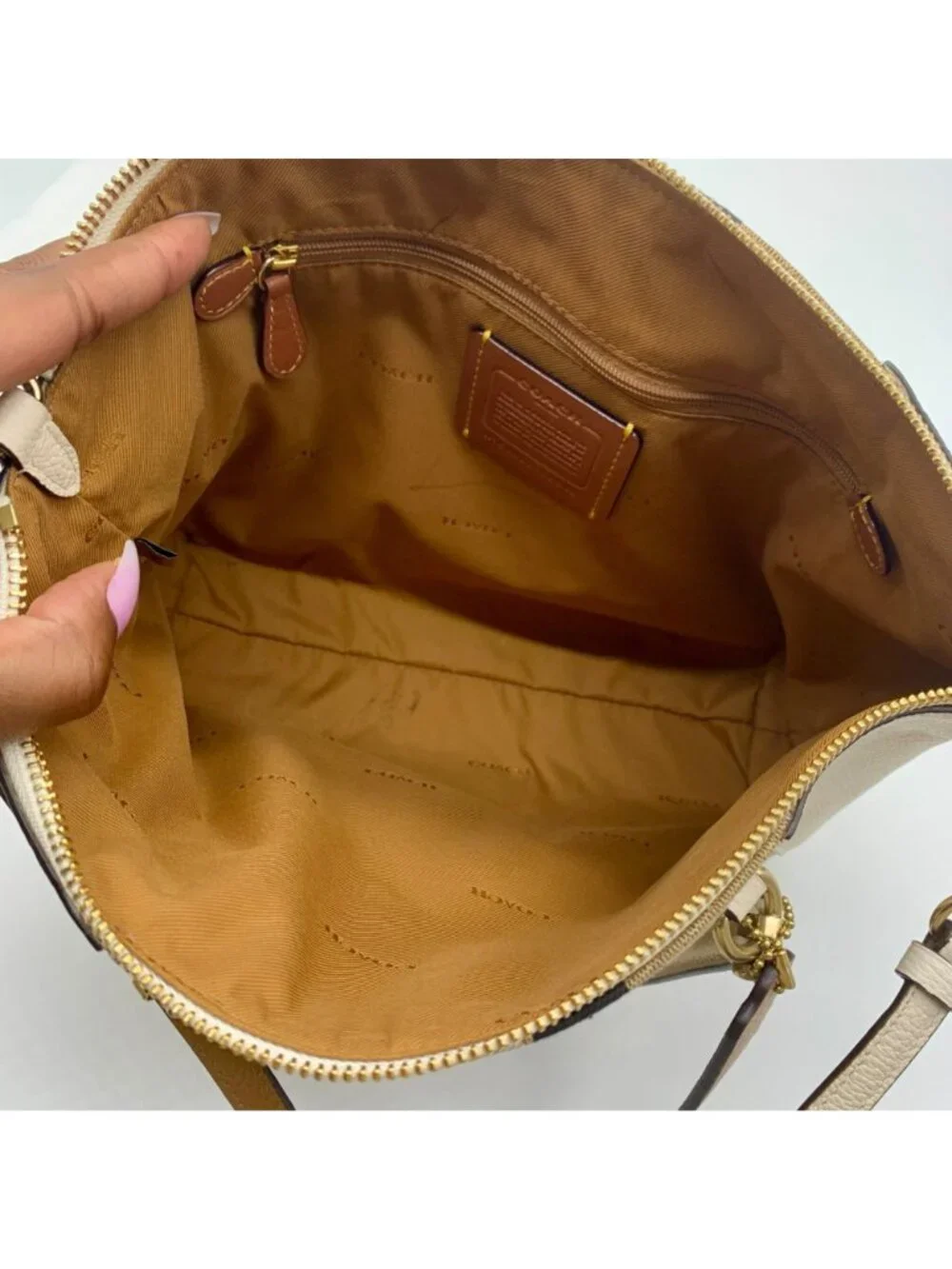 Coach Jacquard Fabric And Pebbled Leather 2Way Satchel